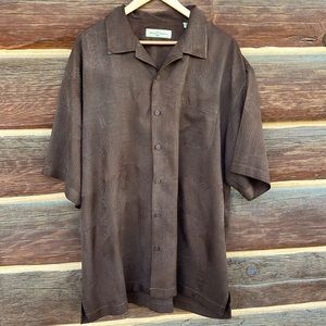 Tommy Bahama Shirt Mens XL 100% Silk Short Sleeve Button-Down
